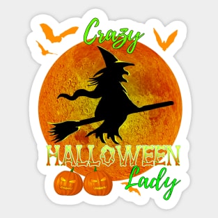 Crazy Halloween Lady Funny Witch Sticker